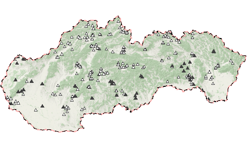 Mapa pozorovania taxónu Užovka fŕkaná