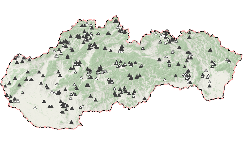 Mapa pozorovania taxónu Užovky obojkovej