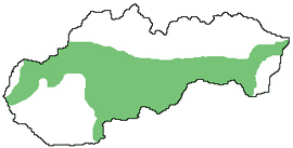 Areál rozšírenia Užovky stromovej na Slovensku