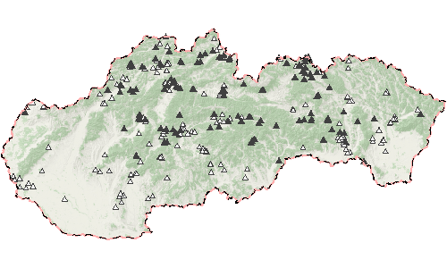 Mapa pozorovania taxónu vretenice severnej